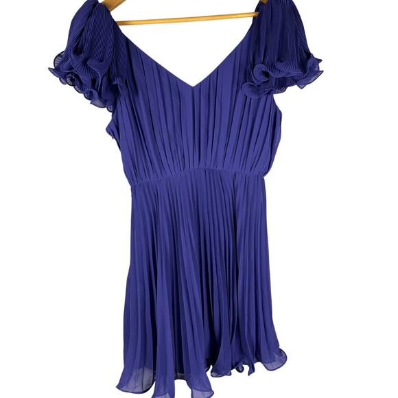 Pearl Georgina Chapman by Marchesa Ruffled Pleated Party Dress Purple Size 10 - Picture 8 of 9